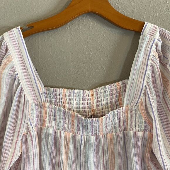 BCBGENERATION - pastel striped long sleeve blouse - NWT - Picture 2 of 10